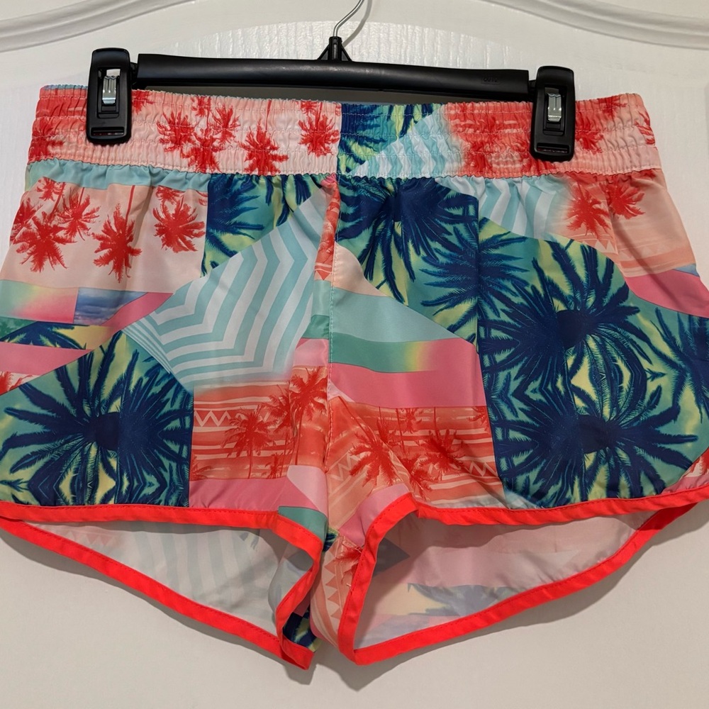 OP Women's Athletic Shorts with Tropical Palm Print